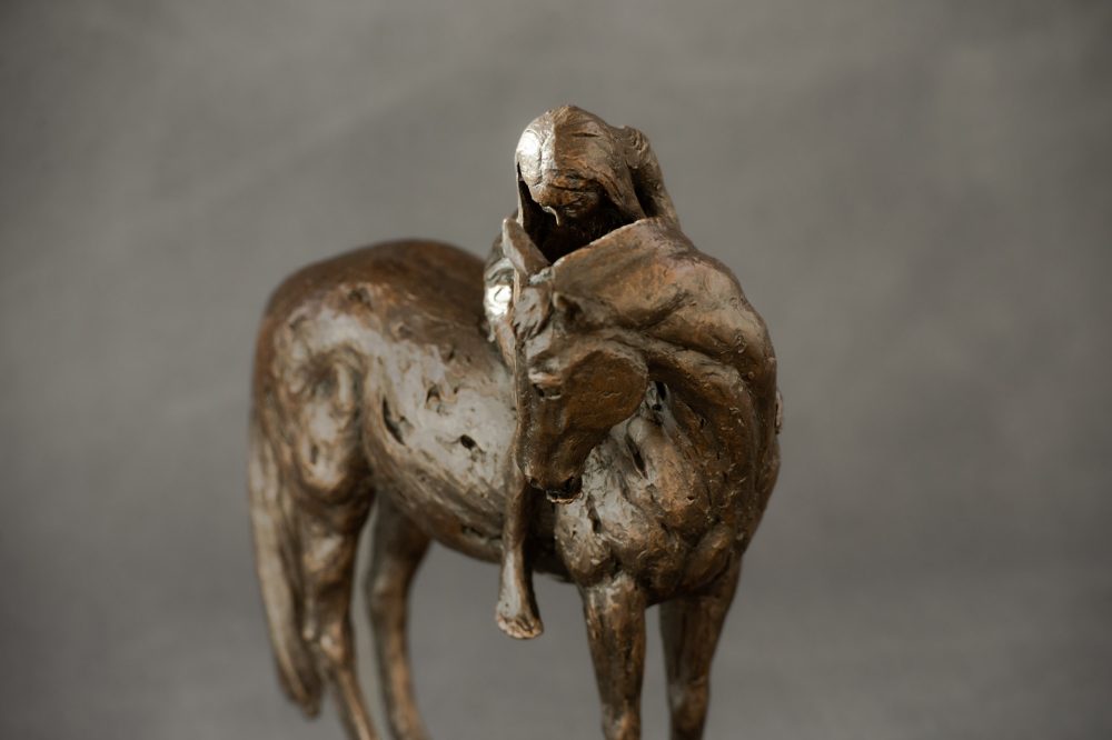6 ''Horse and Girl-, Bronze Horse, Horse and Girl Sculpture, Horse Statue, Bronze Resin Tanya Russell Animal Sculptures 06