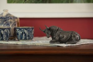 Small Lying Bull Sculpture