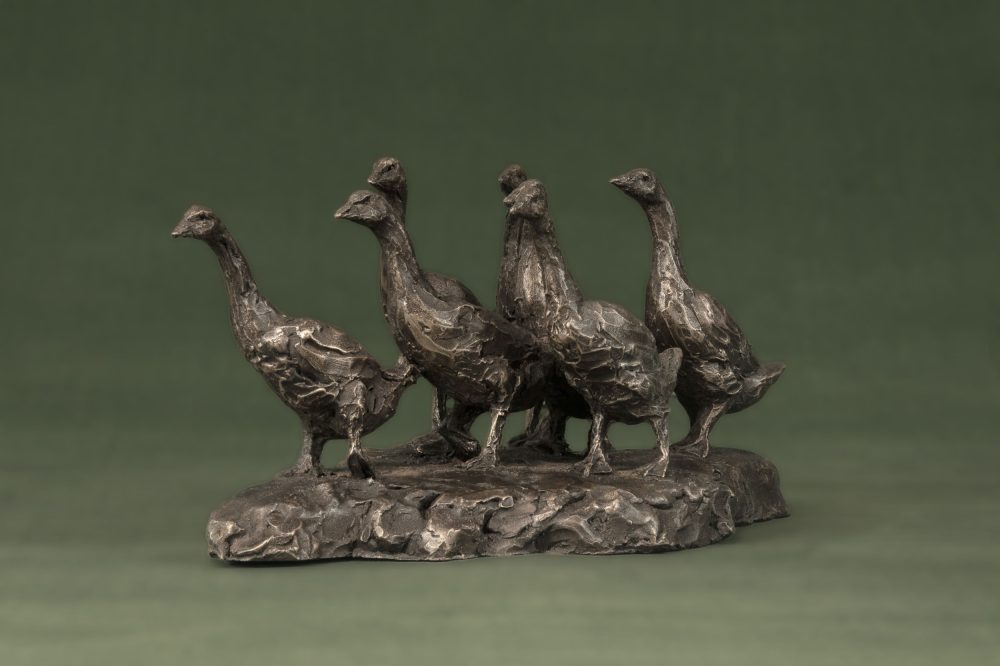 Gaggle of Geese Bronze Resin