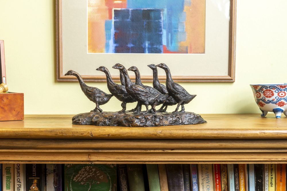 Bronze Gaggle of Geese Statue