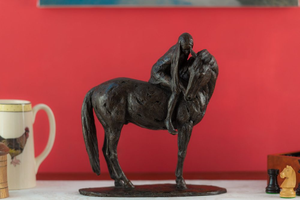 vid ''Horse and Girl''- Bronze Horse, Horse and Girl Sculpture, Horse Statue, Bronze Resin Tanya Russell Animal Sculptures (9 of 3)