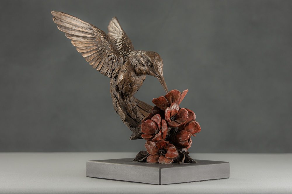 3 'Hummingbird', Bronze Hummingbird, Hummingbird Sculpture, Hummingbird Statue, Bronze Resin Tanya Russell Animal Sculptures-2