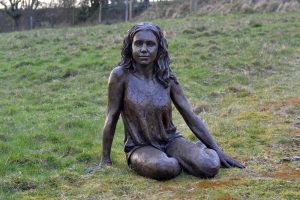 Sitting Girl Bronze Sculpture