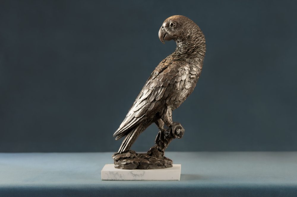 4 BRONZE RESIN 'Parrot' Bronze Parrot, Parrot Sculpture, Parrot Statue, Bronze Resin Tanya Russell Animal Sculptures (1 of 13)