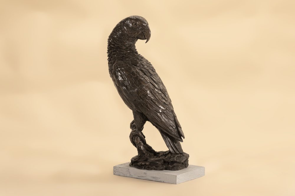 bronze resin parrot sculpture
