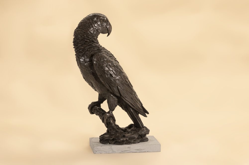 bronze resin parrot statue