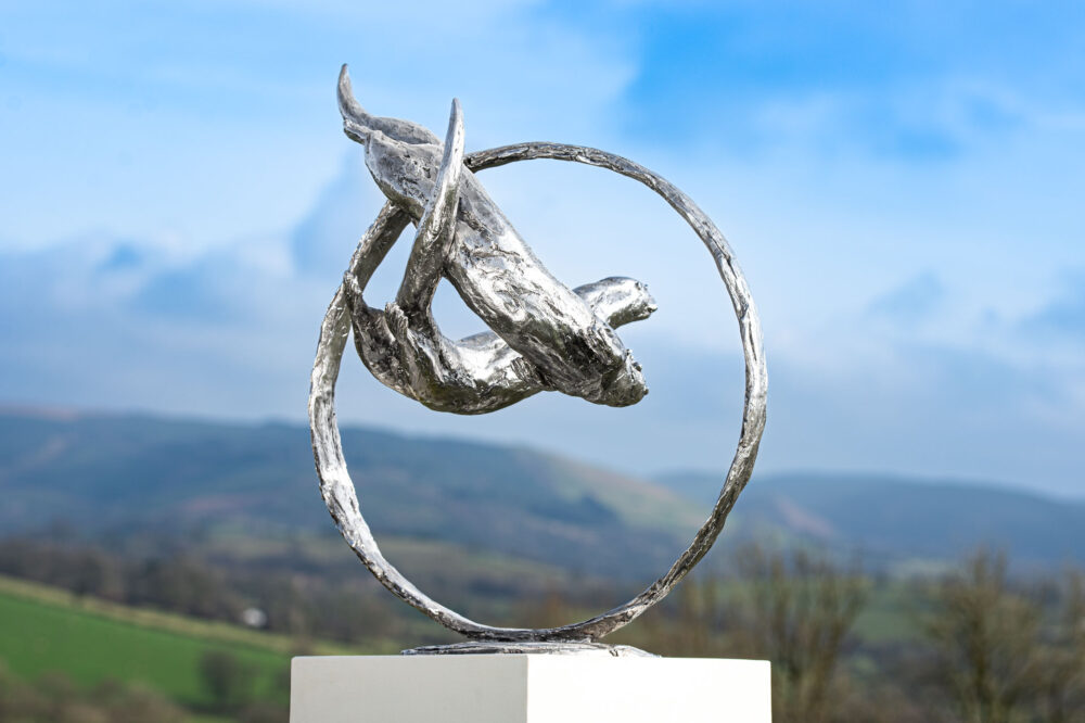 7 'Otters Swimming Through Ring', Bronze Otters, Otter Sculpture, Otters Statue, Stainless Steel Tanya Russell-6