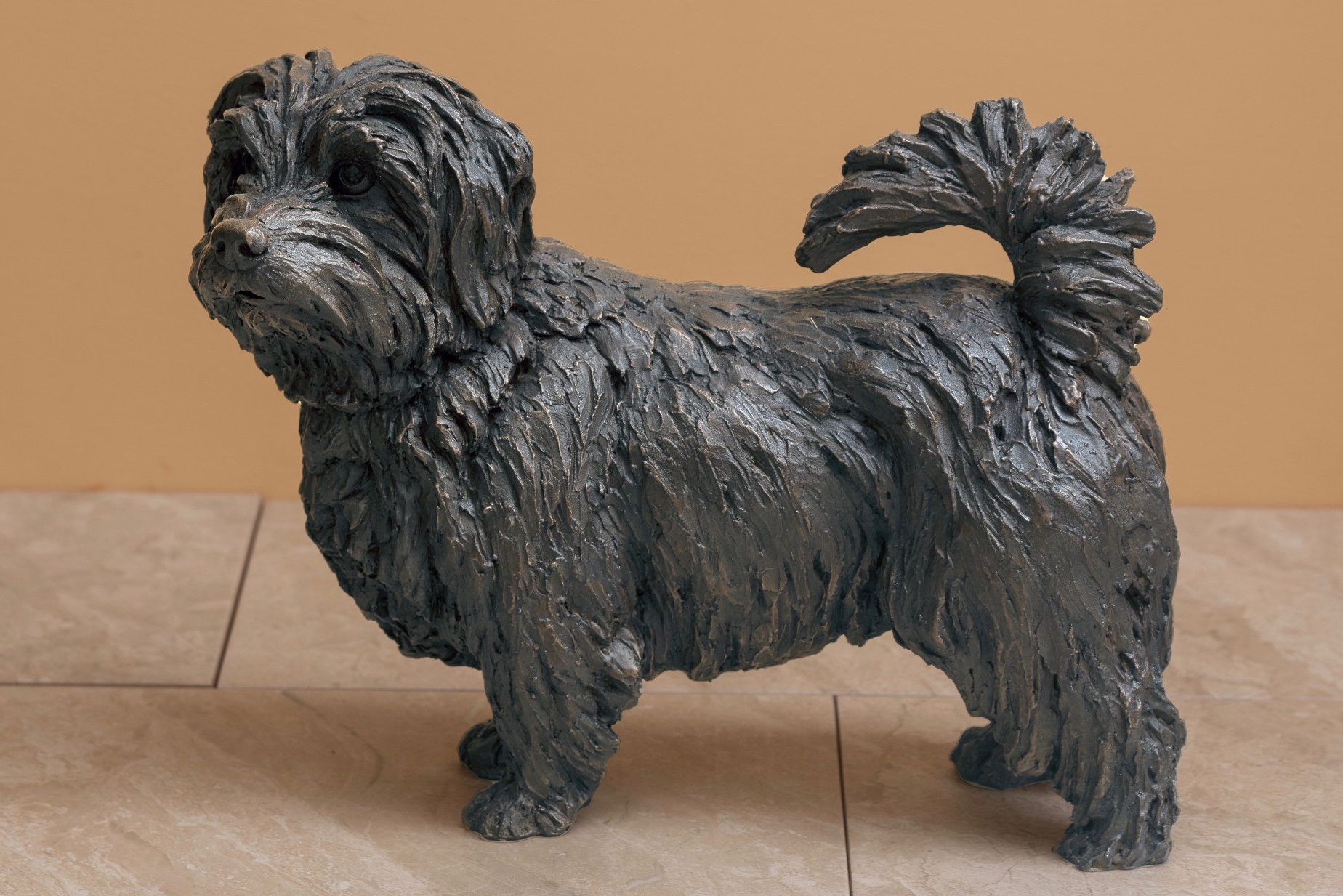 Bronze Standing Norfolk Terrier sculpture by Tanya Russell