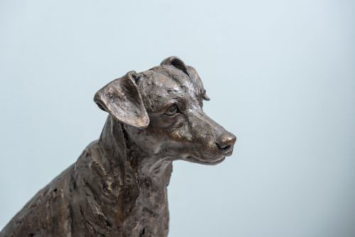 Bronze Sitting Jack Russell Terrier sculpture by Tanya Russell