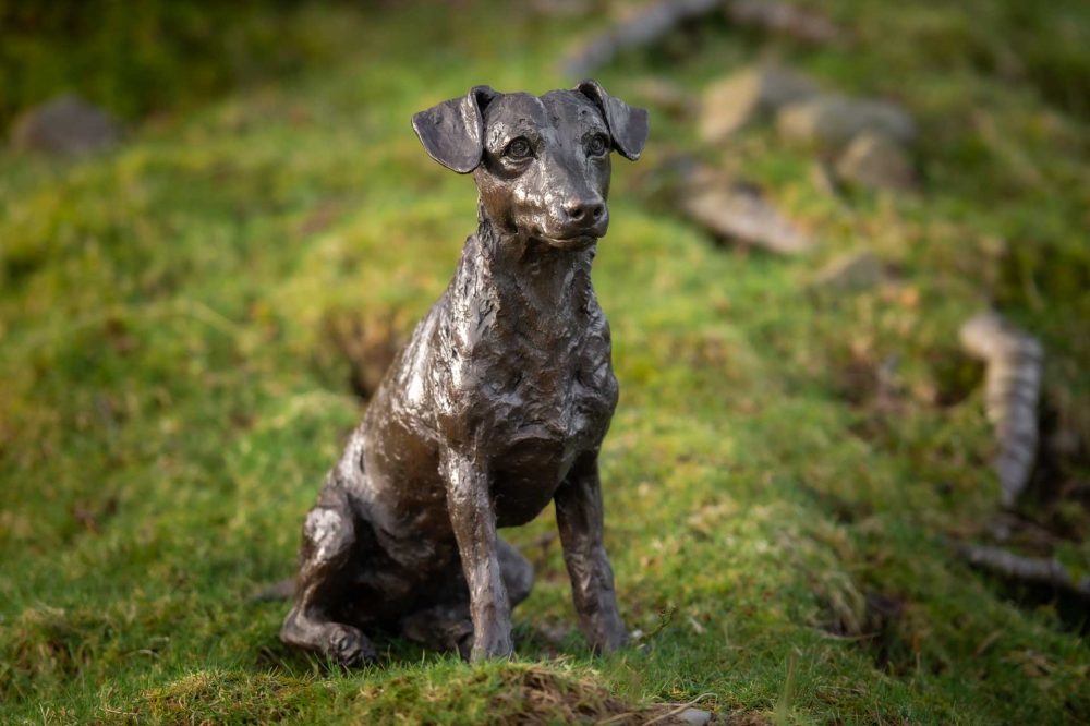 'Sitting Jack Russel Terrier', Dog Sculpture, Bronze Dog Foundry Bronze Metal, Tanya Russell Animal Sculptures-1
