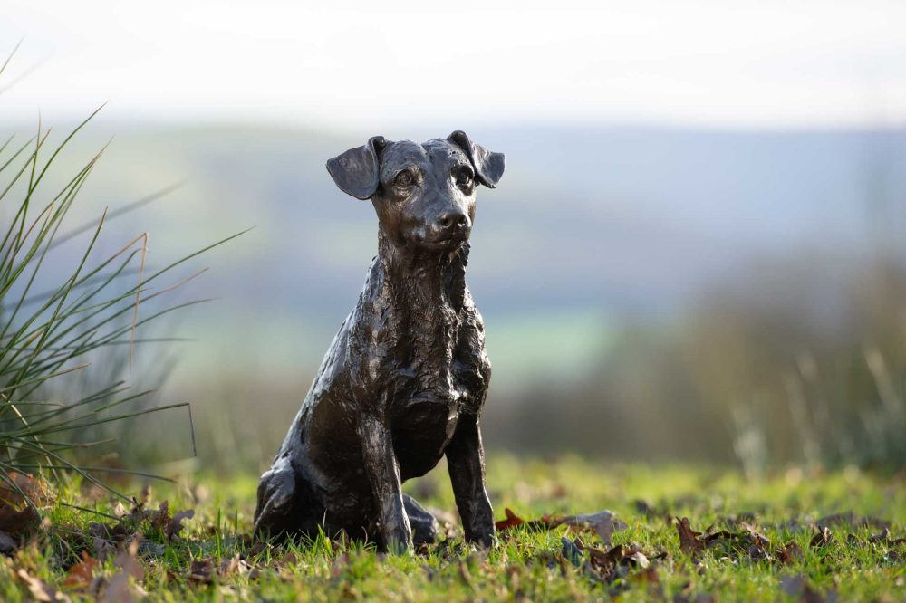 'Sitting Jack Russel Terrier', Dog Sculpture, Bronze Dog Foundry Bronze Metal, Tanya Russell Animal Sculptures-14