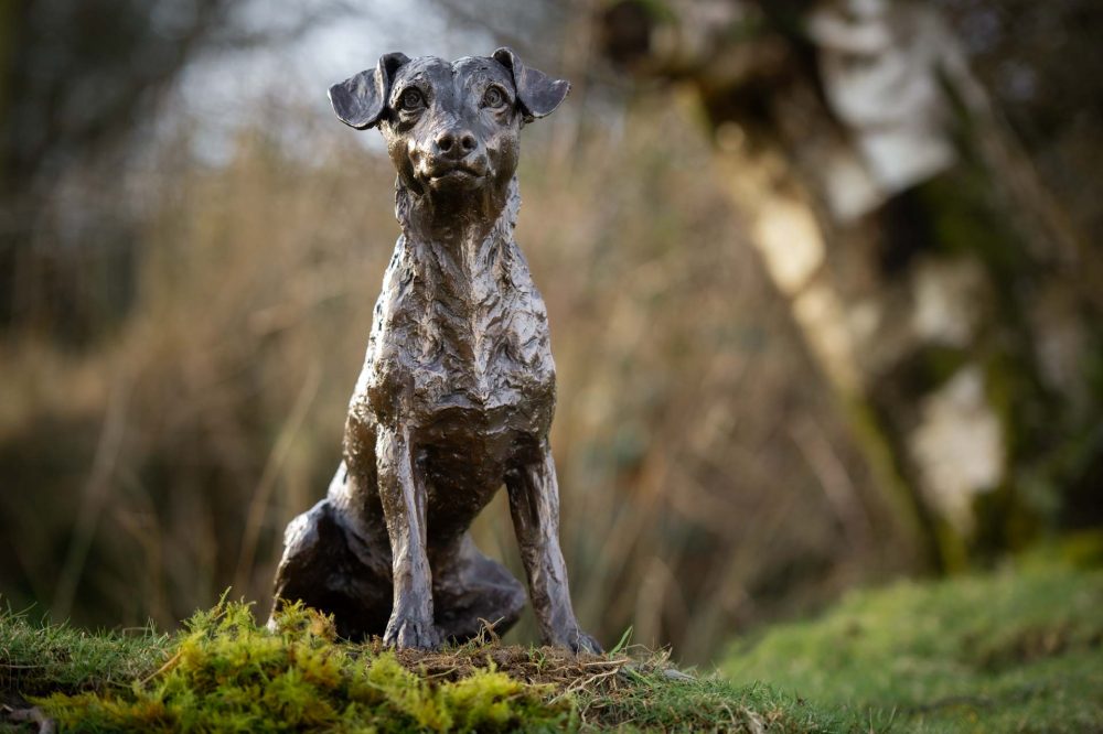 'Sitting Jack Russel Terrier', Dog Sculpture, Bronze Dog Foundry Bronze Metal, Tanya Russell Animal Sculptures-3