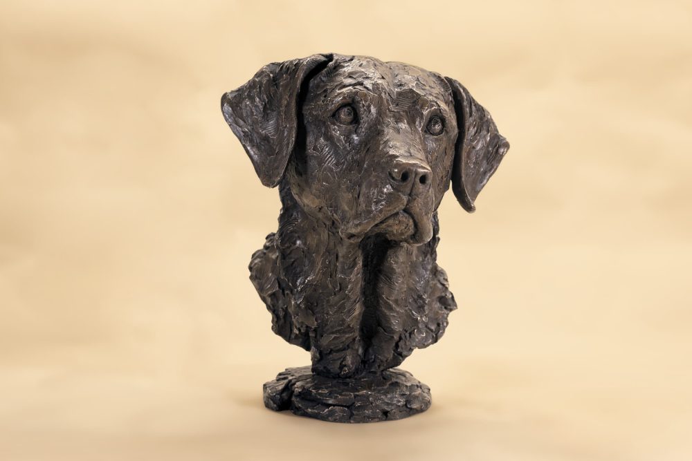 Bronze labrador portrait sculpture