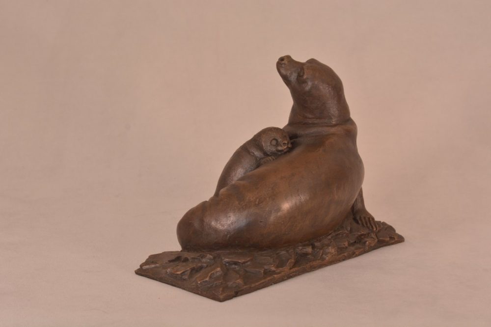 Bronzeplastik Seehund Seerobbe Bronze sculpture seal 