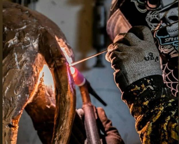 The Lost Foundry welding - security of sculptures securing statues