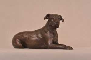 Lying Mixed Breed Rescue Dog Statue