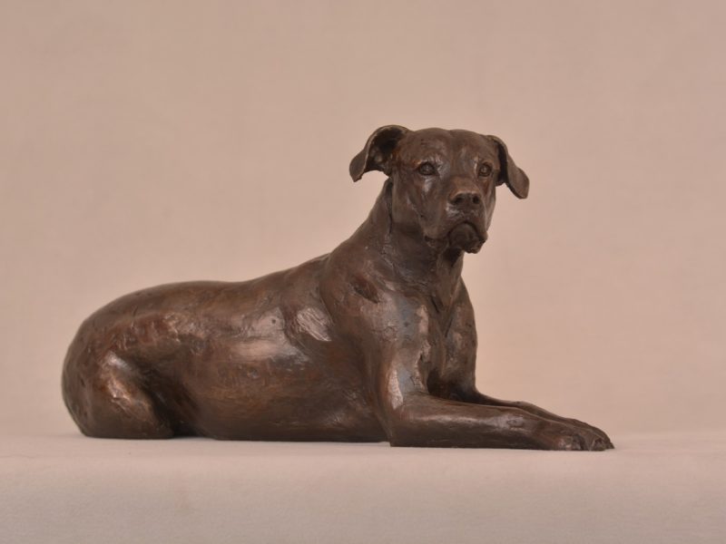 Lying Mixed Breed Rescue Dog Statue