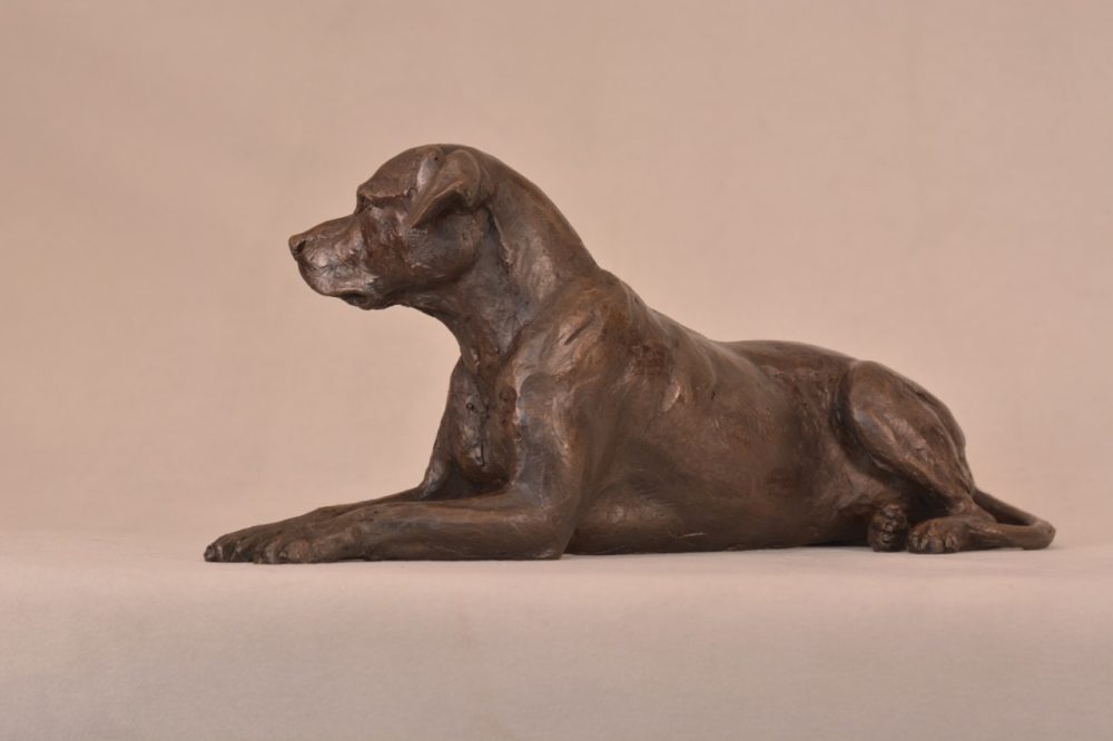 Lying Mixed Breed Dog Statue