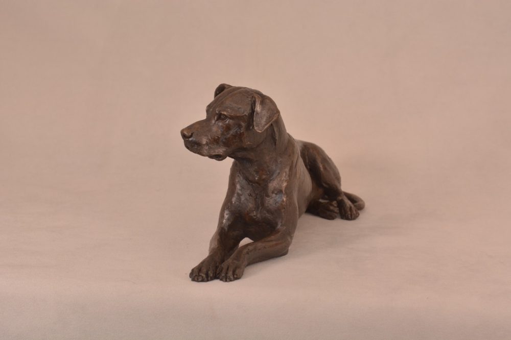 Lying Mixed Breed Dog Sculpture