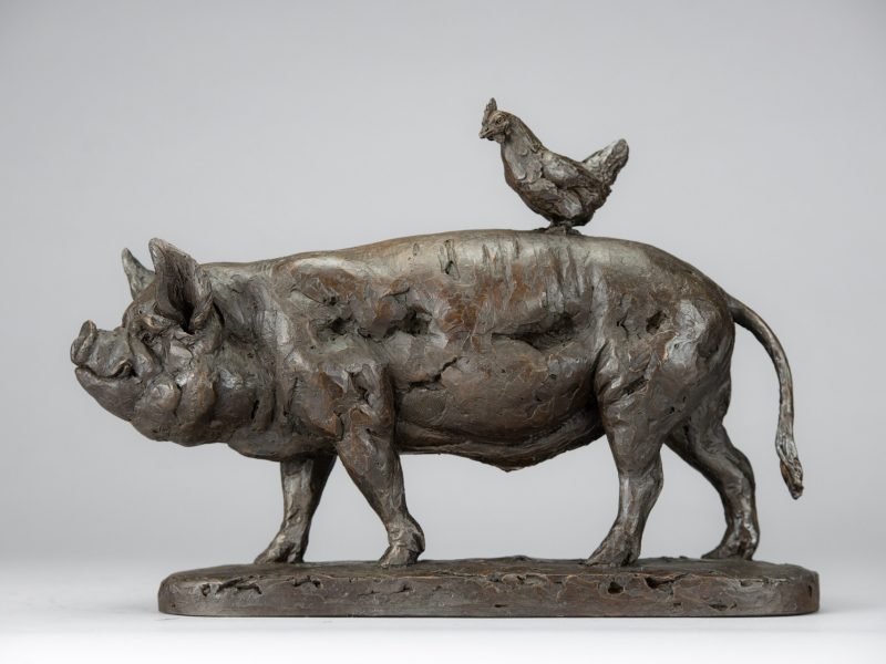PIG AND CHICKEN SCULPTURE