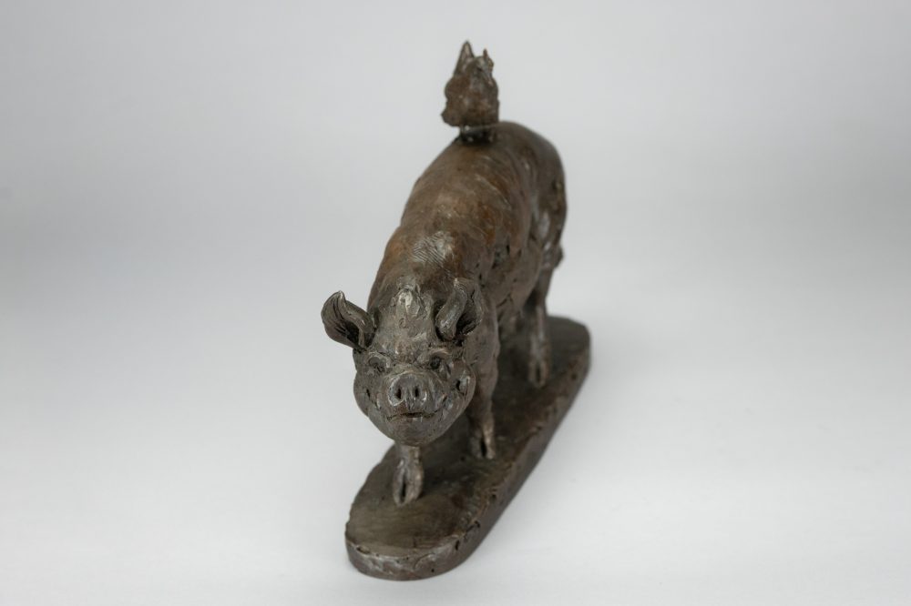 10 'Pig and Chicken', Bronze Pig, Pig Sculpture, Pig Statue, Bronze Resin, Tanya Russell Animal Sculpture-9