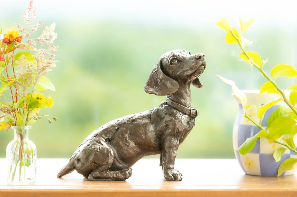 10 'Sitting Dachshund Puppy', Bronze Dog, Dog Sculpture, Crane Statue, Bronze Resin, Tanya Russell Animal Sculptures (16 of 2)