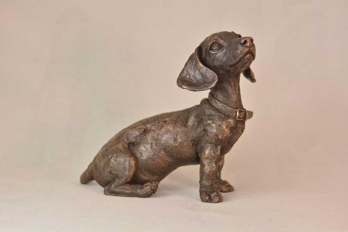 Bronze Sitting Dachshund Puppy Sculpture Dachshund Statue