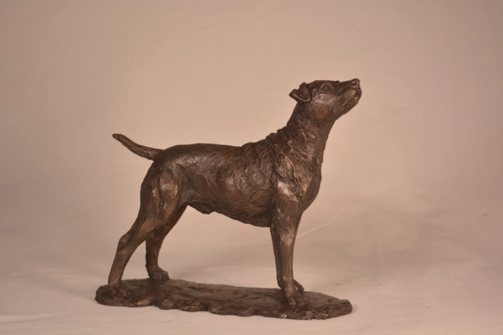 2 Standing Patterdale terrier Bronze Resin