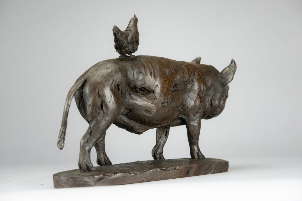 7 'Pig and Chicken', Bronze Pig, Pig Sculpture, Pig Statue, Bronze Resin, Tanya Russell Animal Sculpture-4