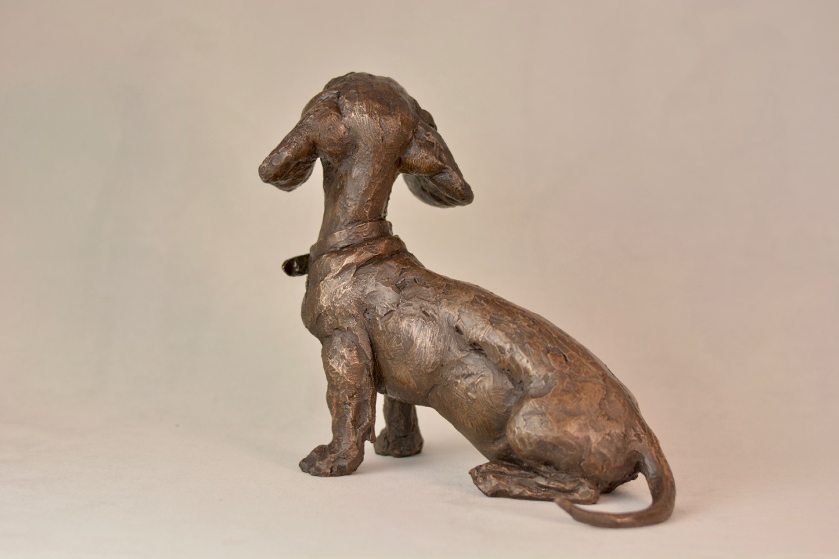 Bronze Sitting Dachshund Puppy Sculpture | Dachshund Statue