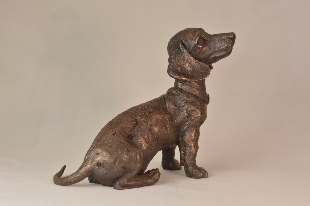 Bronze Sitting Dachshund Puppy Sculpture Dachshund Statue
