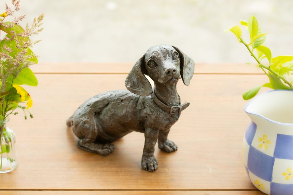 9 'Sitting Dachshund Puppy', Bronze Dog, Dog Sculpture, Crane Statue, Bronze Resin, Tanya Russell Animal Sculptures (17 of 2)