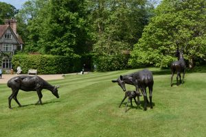 Lifesize deer herd sculpture