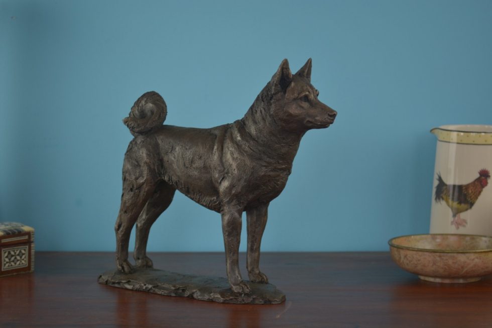 Bronze Standing Shiba Inu Sculpture Dog Statue Dog Ornament