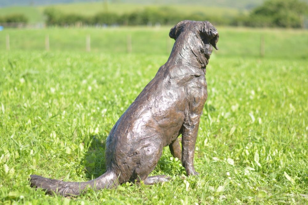''Sitting Golden Retriever", Bronze Dog, Sitting Golden Retriever Sculpture, Retriever Statue, Bronze Resin Tanya Russell Animal Sculptures