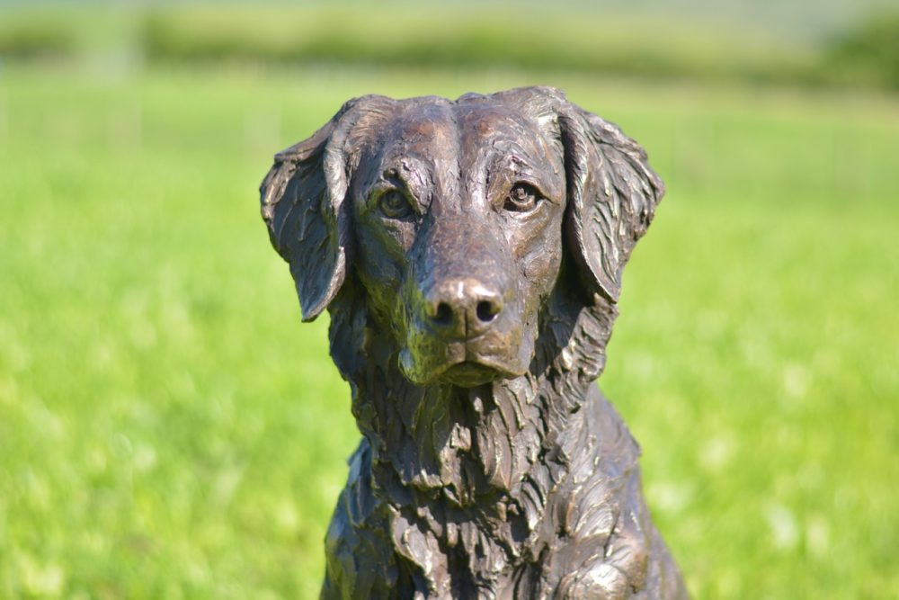 Bronze SITTING GOLDEN RETRIEVER SCULPTURE Golden Retriever Statue