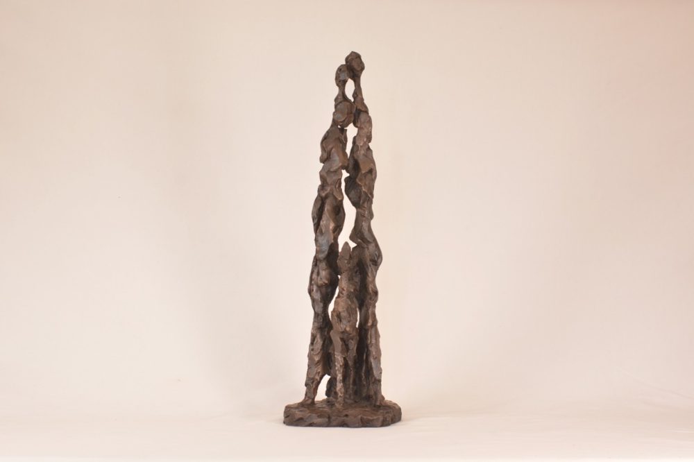 'Togetherness' Bronze, People and Dog Sculpture, Two people and a dog together Statue, Bronze Resin Tanya Russell Animal Sculptures
