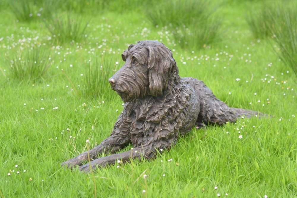 'Lying Labradoodle', Bronze Dog, Lying Labradoodle Sculpture, Labradoodle Statue, Bronze Resin Tanya Russell Animal Sculptures