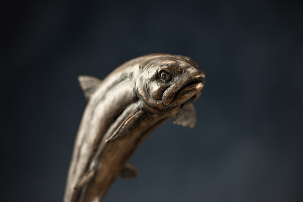 BRONZE RESIN 'Leaping Salmon-, Bronze Fish, Salmon Sculpture, Salmon Statue, Bronze Resin Tanya Russell Animal Sculptures 12