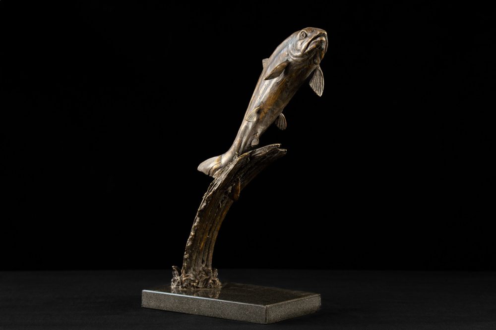 FOUNDRY BRONZE - 'Leaping Salmon' Bronze Fish, Salmon Sculpture, Salmon Statue, Foundry Bronze Metal, Tanya Russell Animal Sculptures (2 of 8)