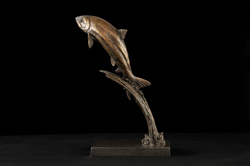 FOUNDRY BRONZE - 'Leaping Salmon' Bronze Fish, Salmon Sculpture, Salmon Statue, Foundry Bronze Metal, Tanya Russell Animal Sculptures (5 of 8)