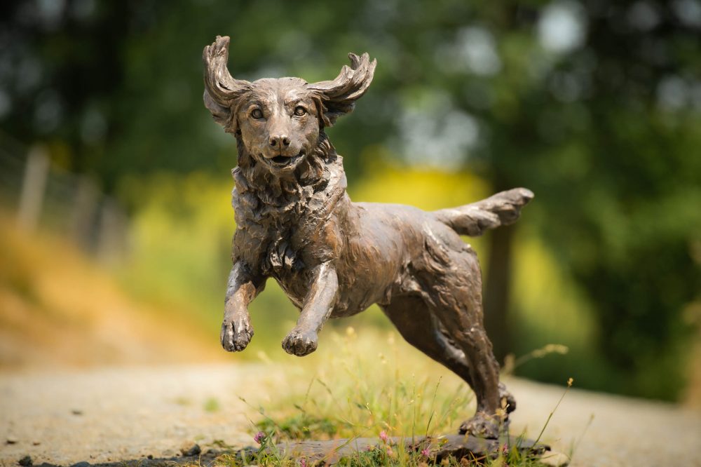 'Running Working Cocker Spaniel (Maggie)' Bronze Dog, Dog Sculpture, Dog Statue, Foundry Bronze Metal, Tanya Russell Animal Sculptures07_