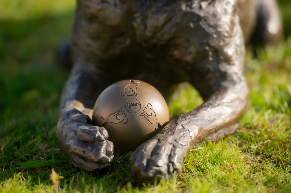 10 'Lying Crossbreed Dog with Ball, Rocky', Dog Sculpture, Bronze Dog, Bronze Resin, Tanya Russell Animal Sculptures-12 10 'Lying Crossbreed Dog with Ball, Rocky', Dog Sculpture, Bronze Dog, Bronze Resin, Tanya Russell Animal Sculptures-12