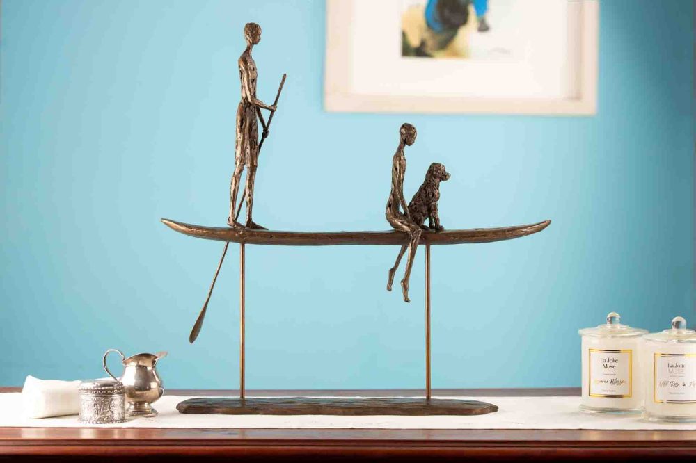 10 'On The Water', Paddle Boarding Sculpture, Bronze Paddleboarders, Foundry Bronze Metal, Tanya Russell Animal Sculptures-10