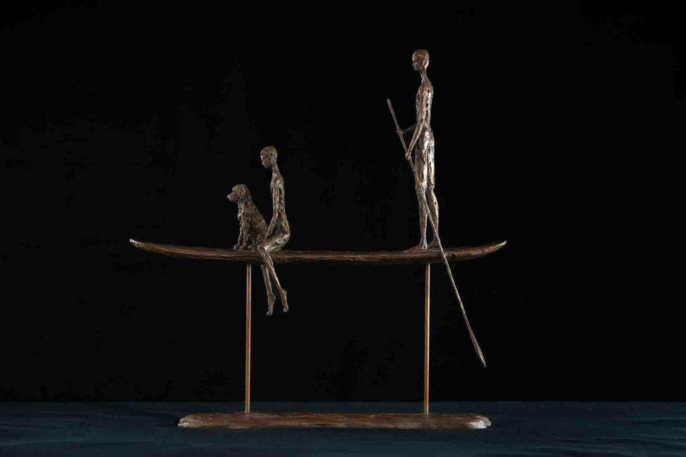 2 'On The Water', Paddle Boarding Sculpture, Bronze Paddleboarders, Foundry Bronze Metal, Tanya Russell Animal Sculptures-5