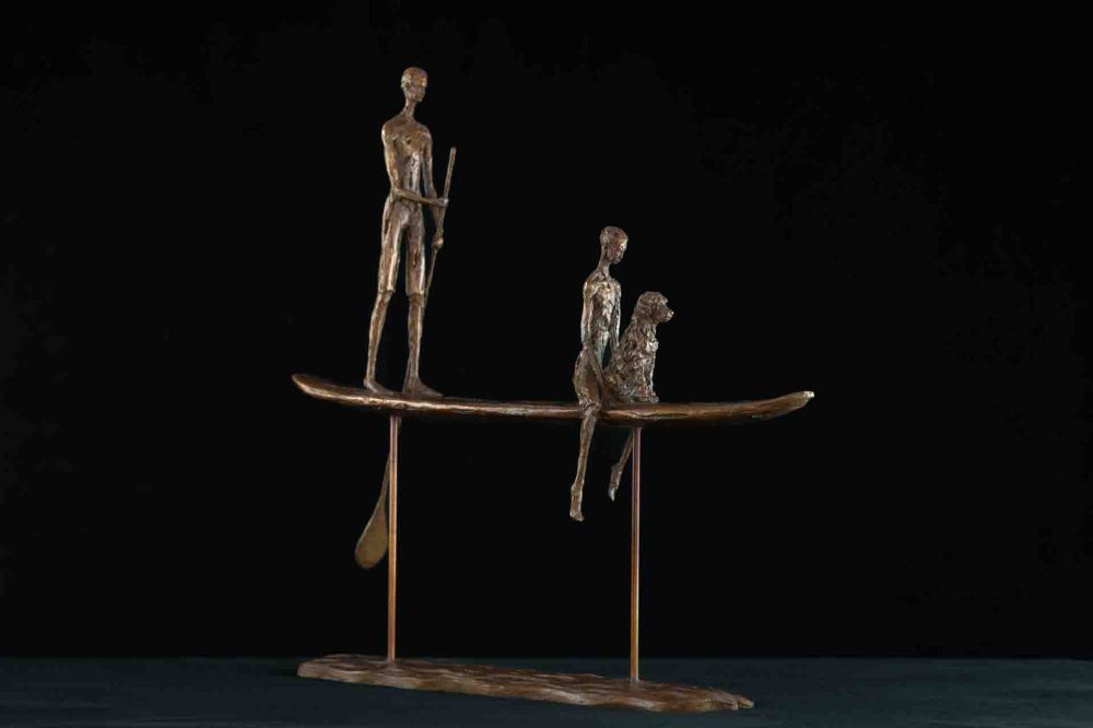 5 'On The Water', Paddle Boarding Sculpture, Bronze Paddleboarders, Foundry Bronze Metal, Tanya Russell Animal Sculptures-2