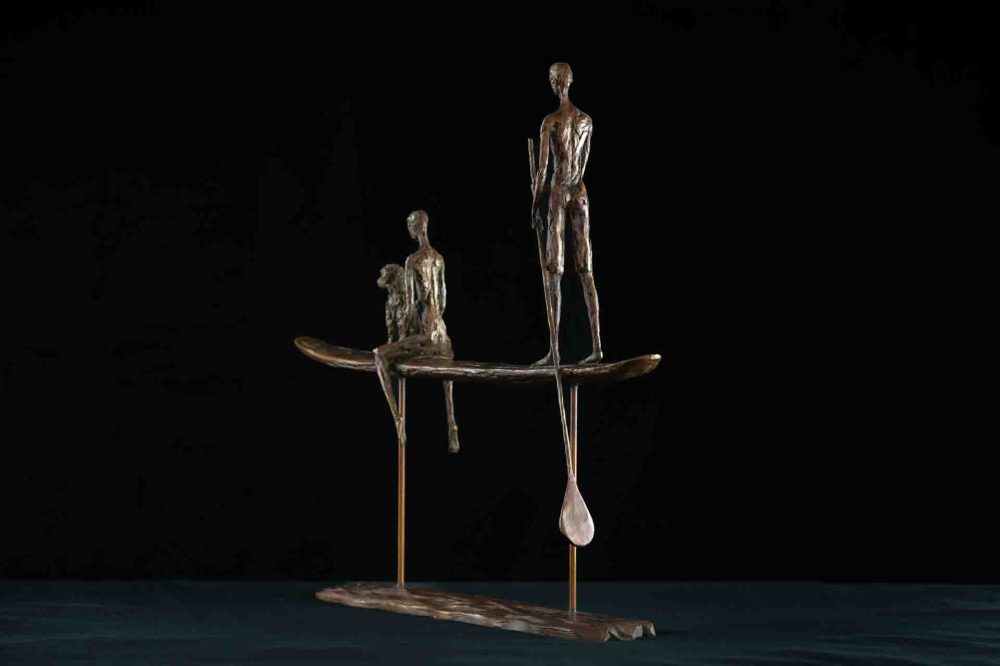 8 'On The Water', Paddle Boarding Sculpture, Bronze Paddleboarders, Foundry Bronze Metal, Tanya Russell Animal Sculptures-6