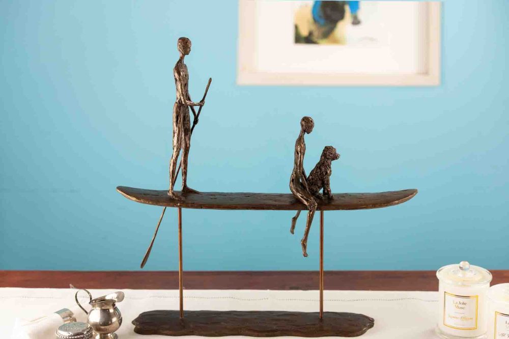 9 'On The Water', Paddle Boarding Sculpture, Bronze Paddleboarders, Foundry Bronze Metal, Tanya Russell Animal Sculptures-11