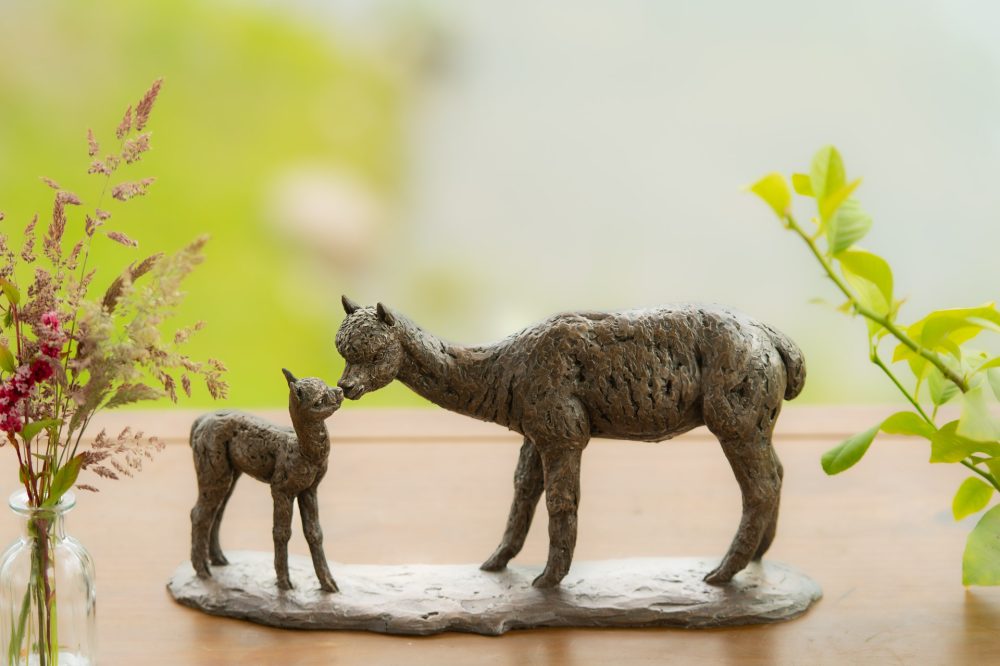 1 'Alpaca Dam and Cria', Bronze Alpaca Alpaca Sculpture, Bronze Resin, Tanya Russell Animal Sculptures (31 of 18)