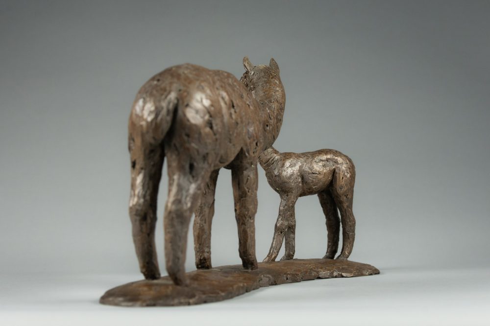 7 'Alpaca Dam and Cria', Bronze Alpaca Alpaca Sculpture, Bronze Resin, Tanya Russell Animal Sculptures -5